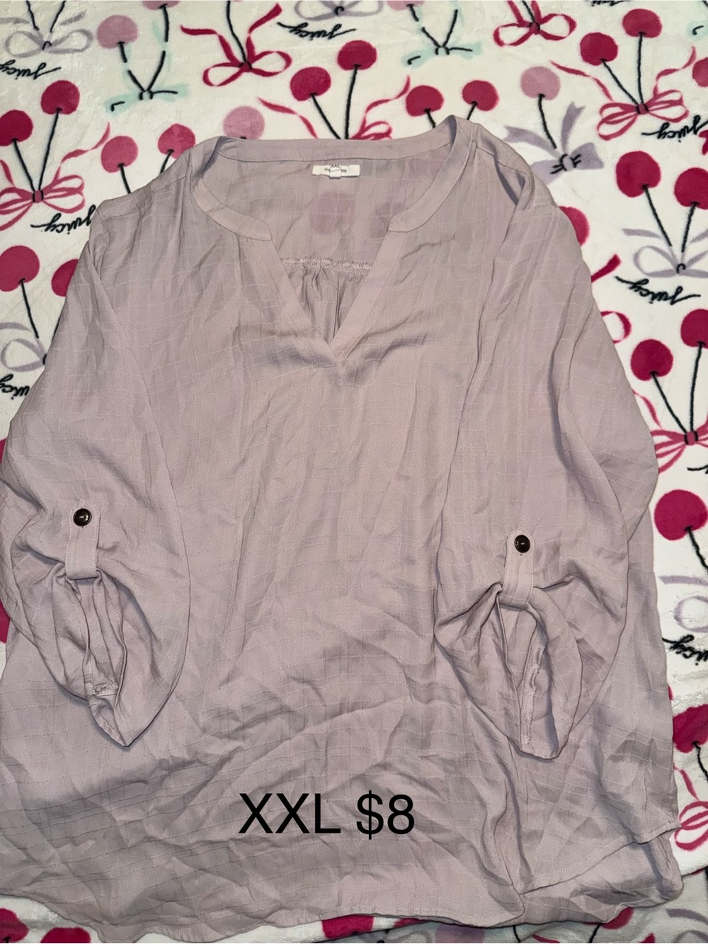 Maurice’s Light Mauve Women's Split-Neck Blouse - XX-Large